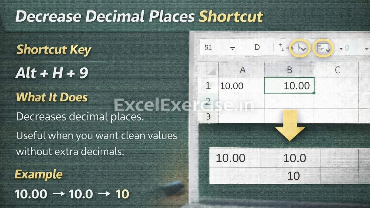 How to Decrease Decimal Places in Excel Using Shortcut Key