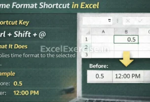 Time Format Shortcut in Excel