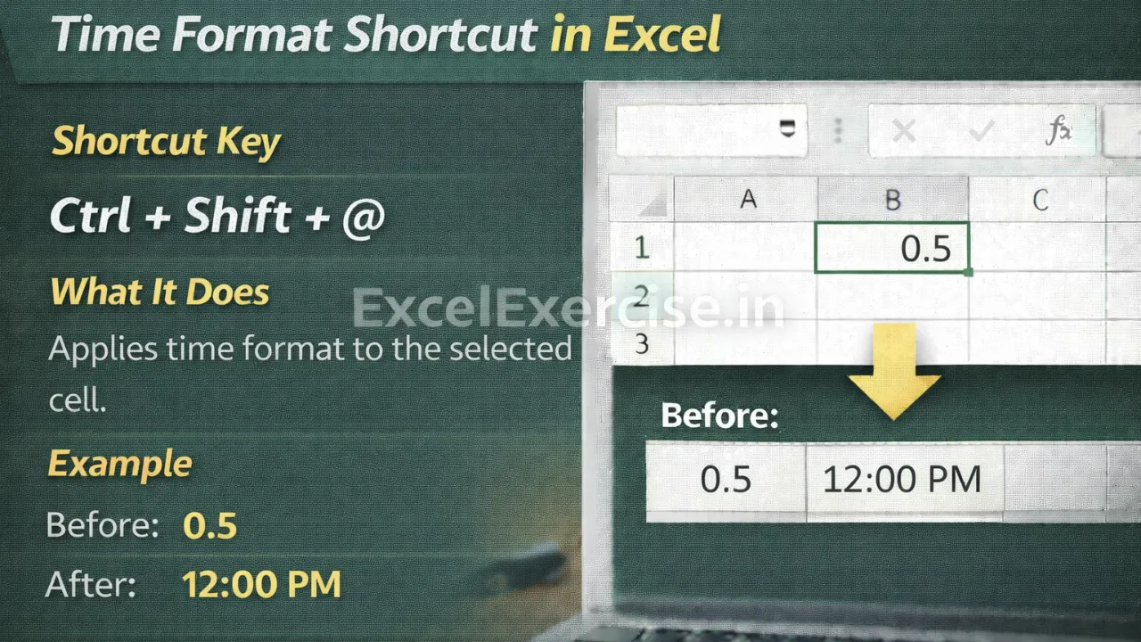 Time Format Shortcut in Excel