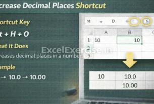 what is shortcut to Increase Decimal Places in Excel